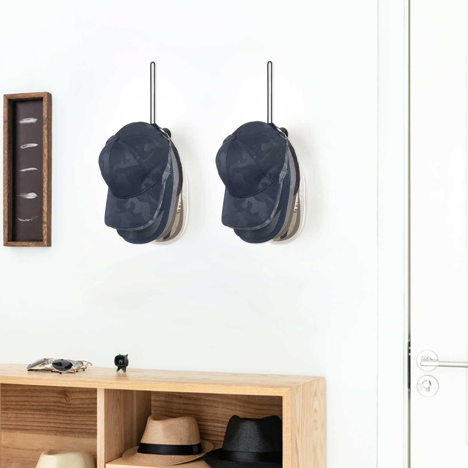 Mkono Hat Organizer For Baseball Caps, Set Of 2 Wall Hat Rack 7.9 Inches Space Saving Holds 40 Caps Modern L -Shaped Hat Hooks W